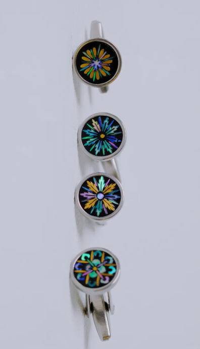 Advance-sale Mandala Mother of Pearl Lacquer Cufflinks | Iridescent Starburst Inlay | Handcrafted Urushi Lacquerware Cufflinks