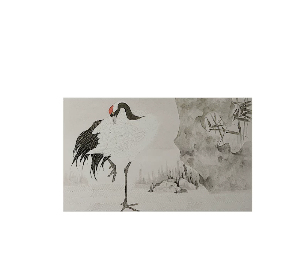 Advance-sale Red-Crowned Crane Urushi Lacquer Wall Art | Hand-Painted Ink Wash Minimalist | Framed Chinese Lacquerware Wall Decor