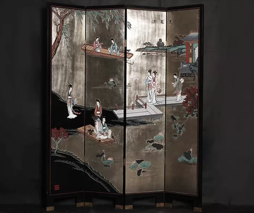 Advance sale-Classic Coromandel Wood Screen, Handcrafted Black Urushi Lacquerware Wall Art screen