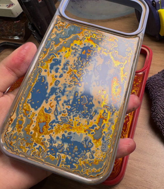 Advance-sale Black & Gold Urushi Lacquer iPhone Case | Hand-Painted Abstract Swirl | One-of-a-Kind Handcrafted Lacquerware Phone Cover