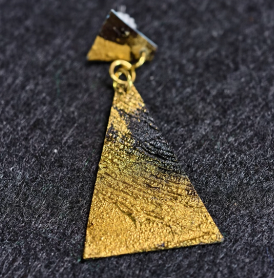 Gold & Black Geometric Maki-e Lacquer Drop Earrings | Statement Square & Triangle Dangle | Handcrafted Urushi Lacquerware Earrings