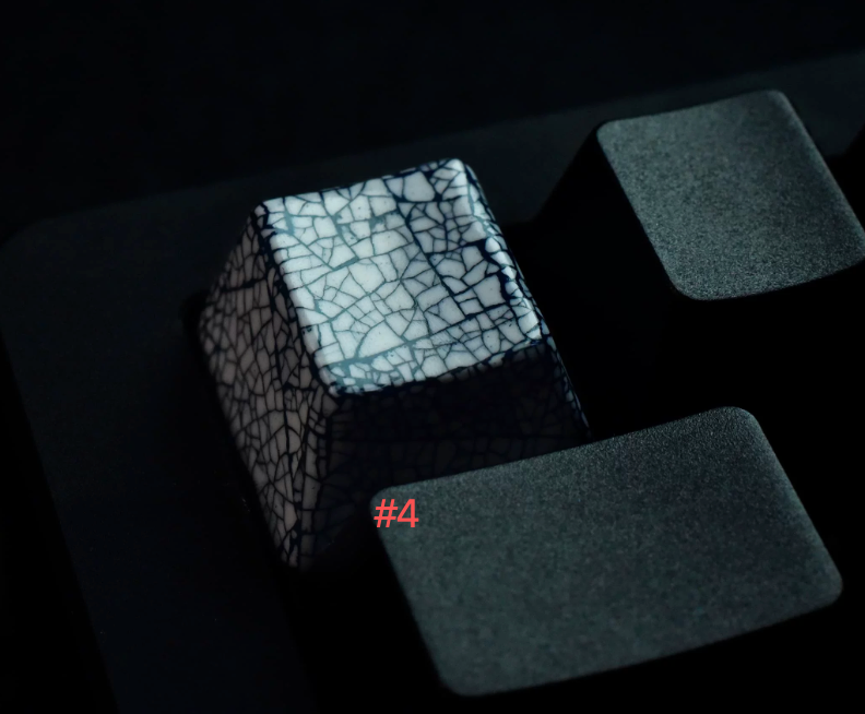 Advance-sale Eggshell Mosaic Artisan Keycap | Crackle Urushi Lacquer | Handcrafted Ceramic Mechanical Keyboard Cap