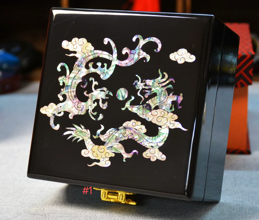 Advance -sale Lucky Floral Vase Mother of Pearl Jewelry &amp; Watch Box | Red Lacquerware Inlay | Handcrafted Chinese Intangible Heritage Keepsake Box