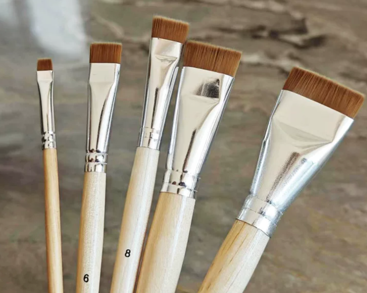 Short-Filament Lacquer Brushes, Flat Nylon Brushes for Lacquerware & Lacquer Painting, Ideal for Raden/Urushi Art