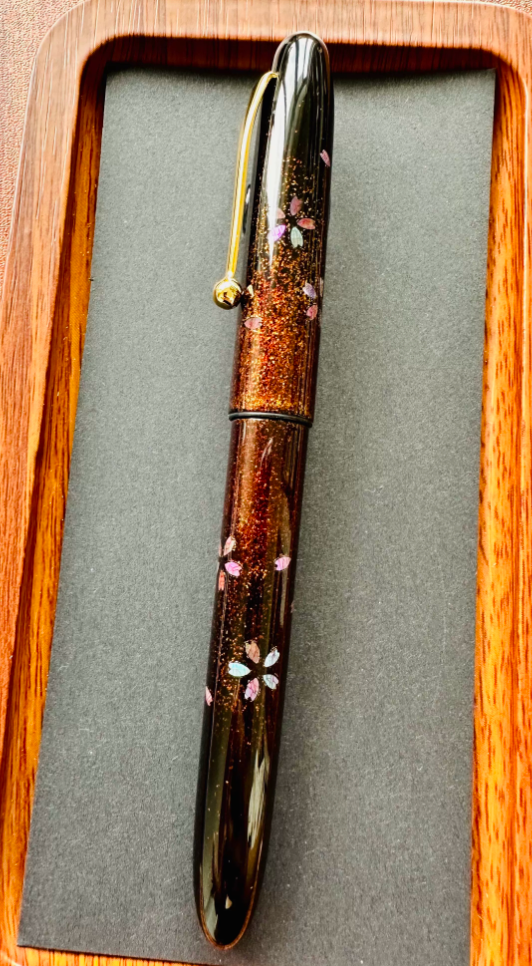 Pen shell only-Handcrafted Urushi Lacquer Pen Barrel – Raden Mother of Pearl Nashiji Gold Sakura | Compatible with Pilot, Sailor, Platinum