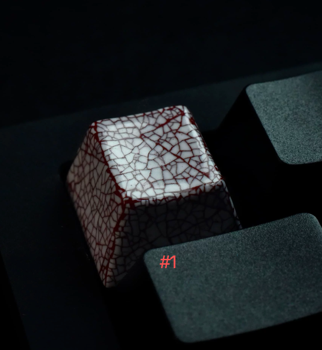 Advance-sale Eggshell Mosaic Artisan Keycap | Crackle Urushi Lacquer | Handcrafted Ceramic Mechanical Keyboard Cap