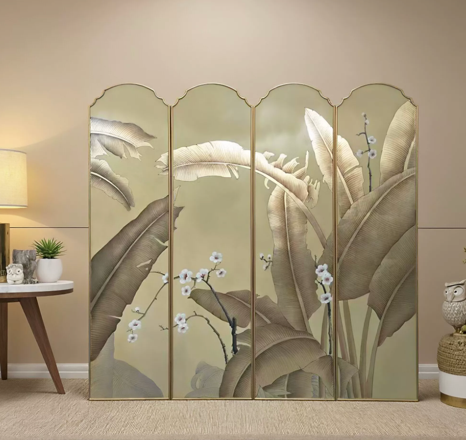 Advance sale-Classic Coromandel Wood Screen,Traditional Chinese Raw Lacquer Floral Pattern 4-Panel Folding Screen, Room Divider for Living Room & Bedroom Decor