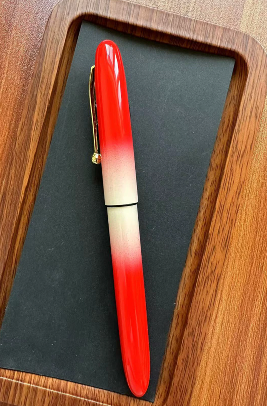 Pen shell only-Custom Urushi fountain pen - Red White Gradient "Ombre" Lacquer Fountain Pen Shell for Pilot Sailor Platinum