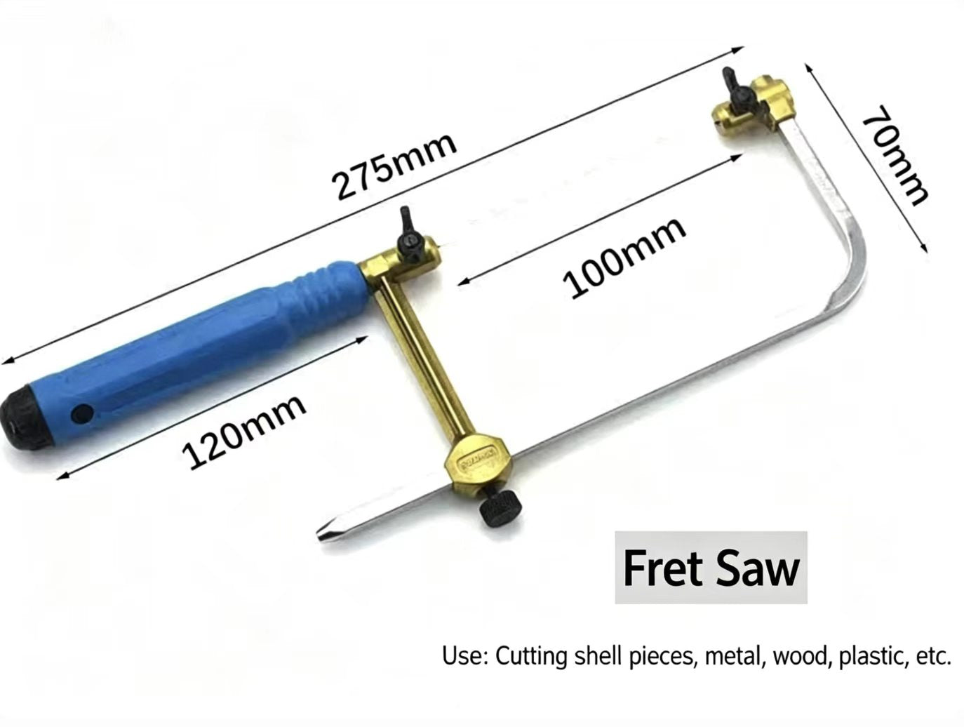 Handheld Fret Saw - Mini U-Shaped Coping Saw for Cutting Shell Pieces, Metal, Wood & Plastic