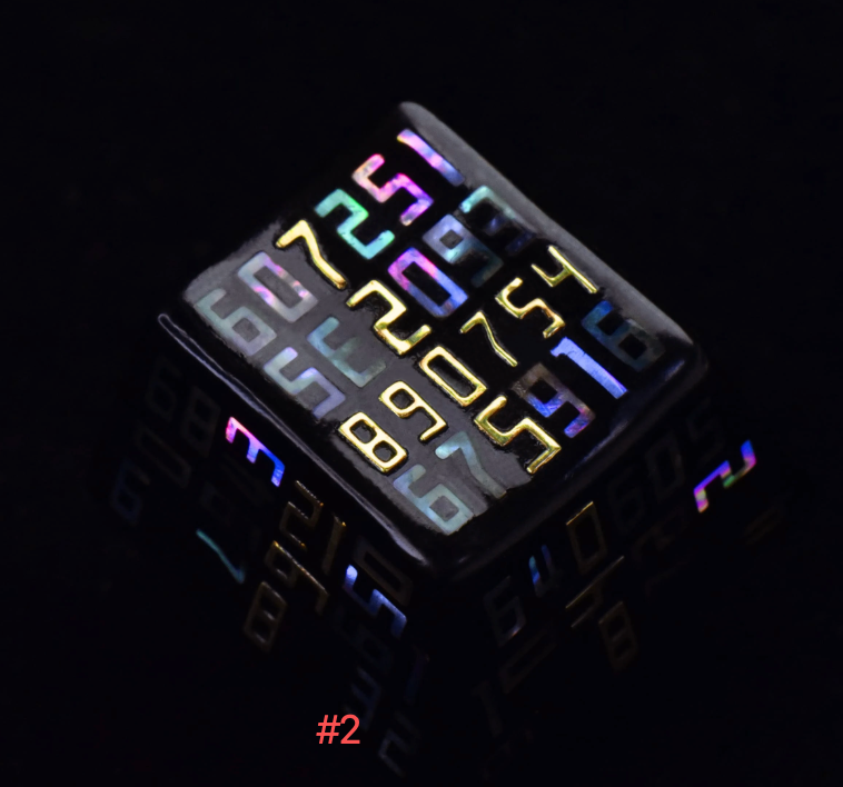 Advance-sale Holographic Number Cube Artisan Keycap | Iridescent Urushi Lacquer | Cyberpunk Handcrafted Ceramic Mechanical Keyboard Cap