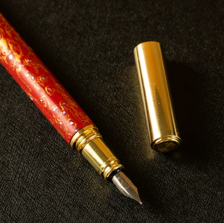 Hand-Painted Urushi Lacquer Fountain Pen, Chinese Traditional Craft, Business & Study Gift