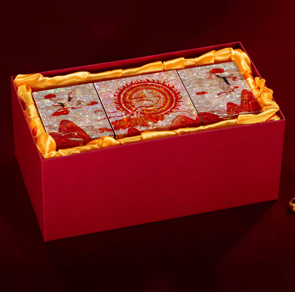 Red Phoenix Mother of Pearl Bridal Box | Full-Inlay Chinese Lacquerware | Luxury Handcrafted Wedding Dowry Jewelry Box