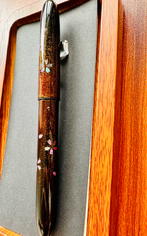 Pen shell only-Handcrafted Urushi Lacquer Pen Barrel – Raden Mother of Pearl Nashiji Gold Sakura | Compatible with Pilot, Sailor, Platinum