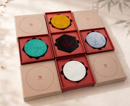 Advance-sale Urushi Lacquer Compact Mirror | Handcrafted Chinese Lacquerware Pocket Mirror | Artisan Lacquer Makeup Mirror
