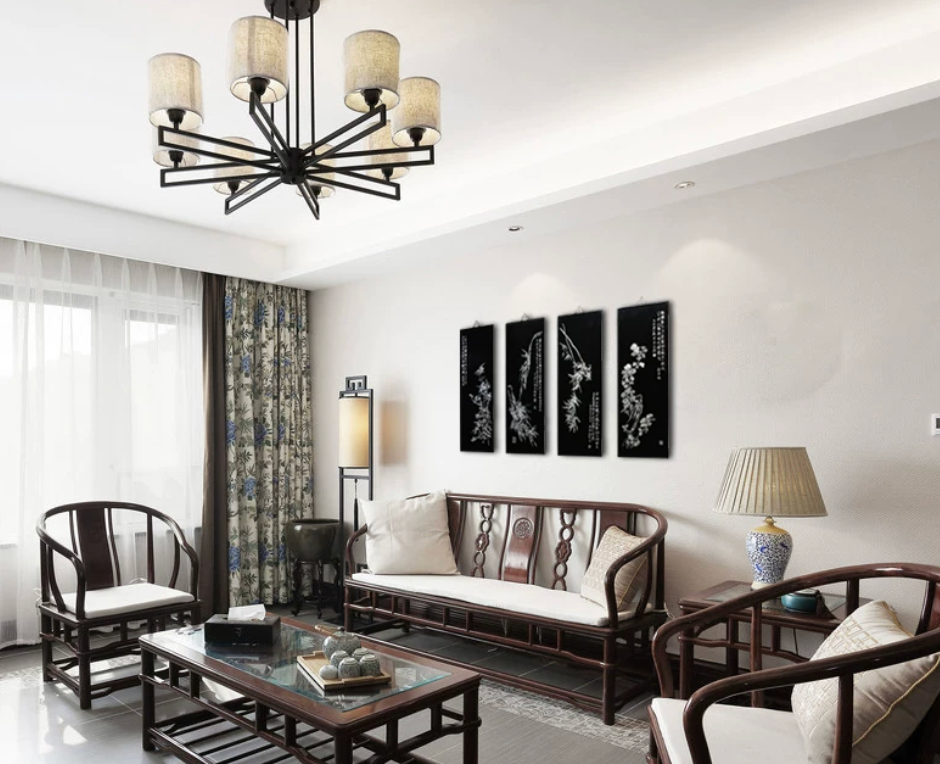 Advance sale-Classic Coromandel wall holding urushi Screen decor,New Chinese Style Mother-of-Pearl Inlay Hanging Screen, Four Gentlemen Wall Decor for Living Room, Study, Corridor & Office