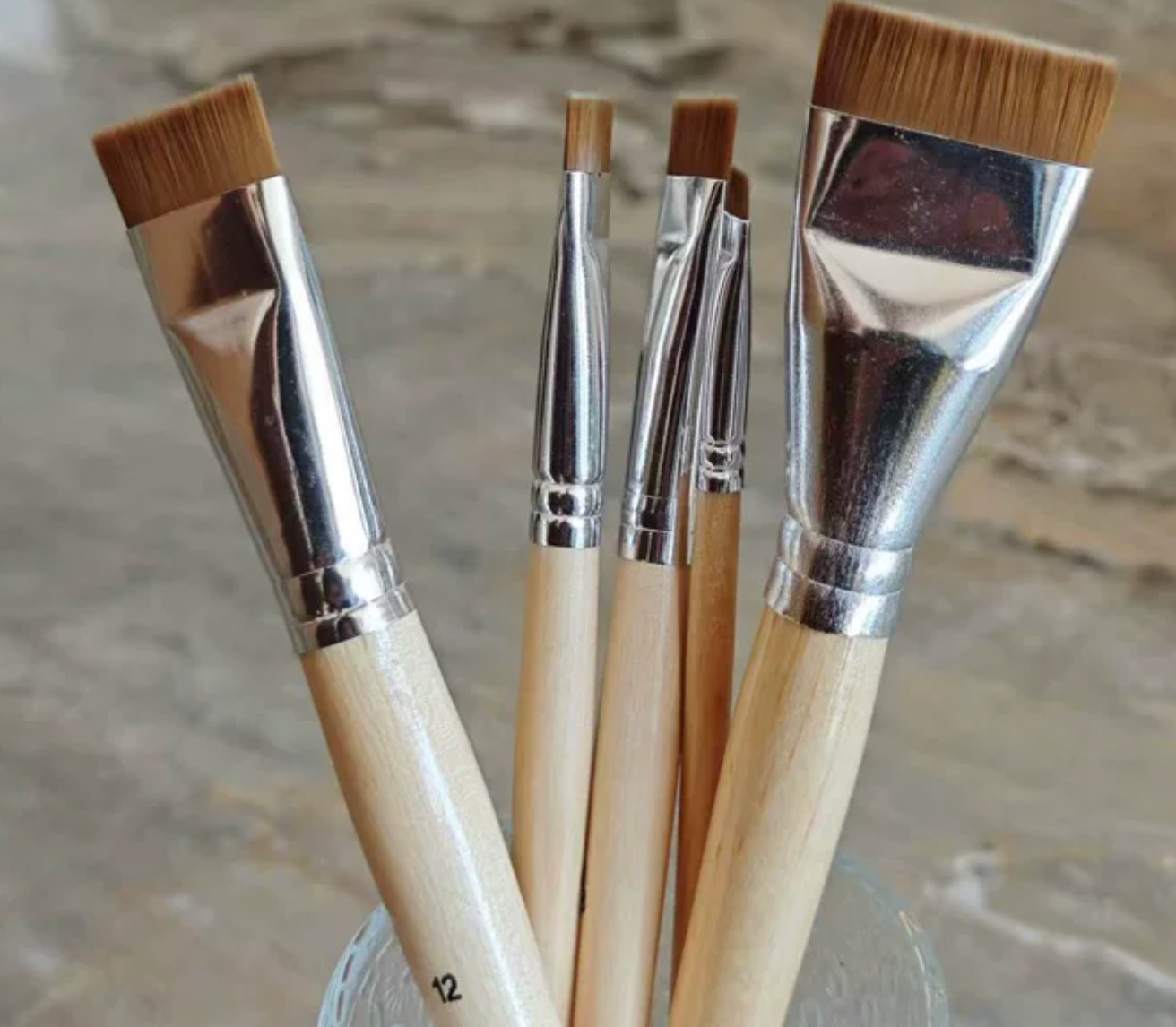 Short-Filament Lacquer Brushes, Flat Nylon Brushes for Lacquerware & Lacquer Painting, Ideal for Raden/Urushi Art