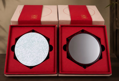 Advance-sale Urushi Lacquer Compact Mirror | Handcrafted Chinese Lacquerware Pocket Mirror | Artisan Lacquer Makeup Mirror