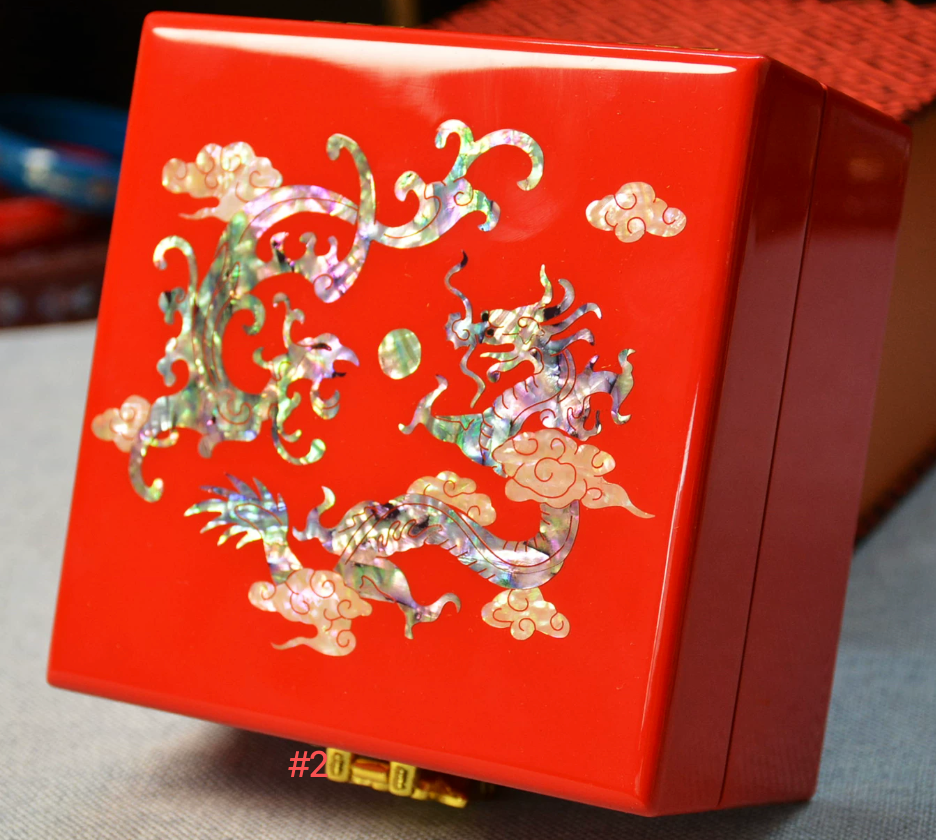 Advance -sale Lucky Floral Vase Mother of Pearl Jewelry &amp; Watch Box | Red Lacquerware Inlay | Handcrafted Chinese Intangible Heritage Keepsake Box