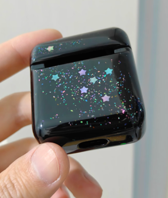 Advance-sale Starry Night Mother of Pearl AirPods Case | Iridescent Lacquer Moon & Galaxy | Handcrafted Urushi Lacquerware AirPods Cover