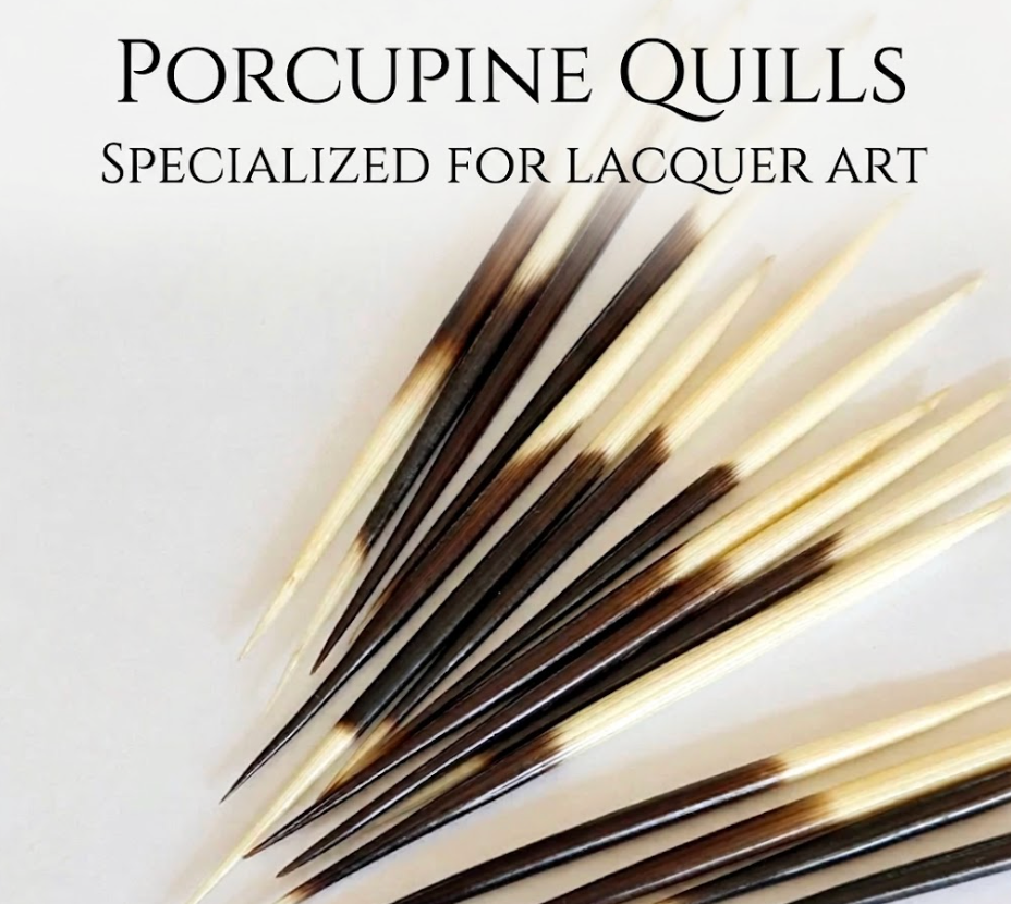 Natural Porcupine Quills for Urushi Lacquer Art — Traditional Dotting Tool, Raden Mother-of-Pearl Inlay & Kintsugi Restoration Materials