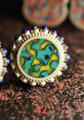 Advance-sale Rhinoceros Skin Lacquer Cufflinks | Multicolor Abstract Swirl Cloud Shape | Handcrafted Urushi Lacquerware Cufflinks