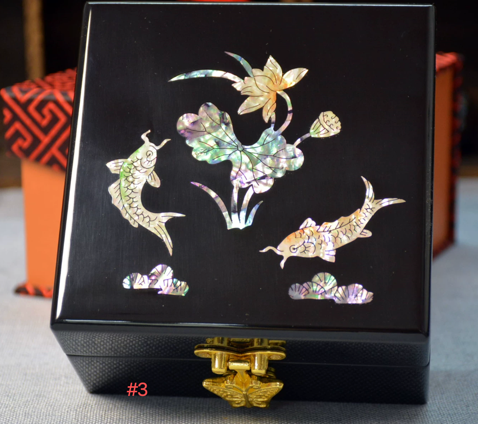 Advance -sale Lucky Floral Vase Mother of Pearl Jewelry &amp; Watch Box | Red Lacquerware Inlay | Handcrafted Chinese Intangible Heritage Keepsake Box