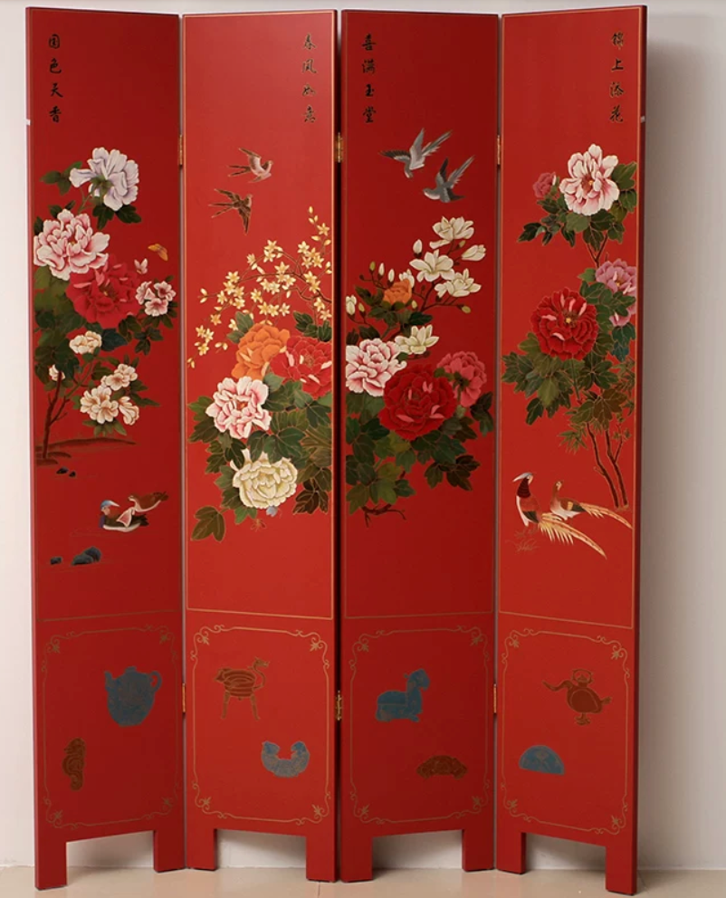Advance sale-Handcrafted Coromandel Wood Screen, Chinese Lacquer Room Divider Wall Decor urushi lacquerware screen