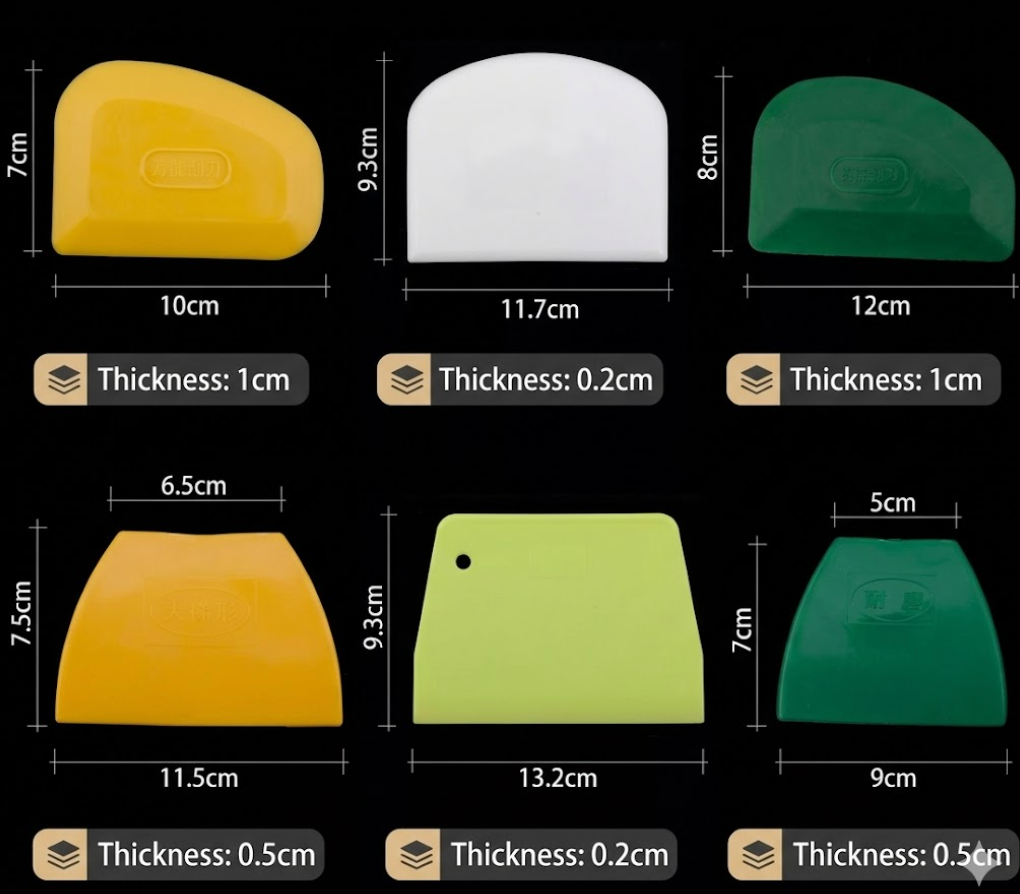 Professional Rubber & Plastic Scrapers for Urushi Lacquer Art — Cashew Lacquer Painting Tools, Putty Spreading & Filling Knives for Woodworking Restoration and Crafts