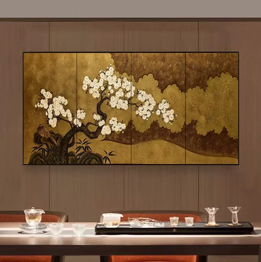 Advance sale-Classic Coromandel wall holding urushi Screen decor,Vintage Chinese Gold Foil Custom Hanging Screen, Hand-Painted Lacquer Wall Art for Living Room, Study & Tea Room