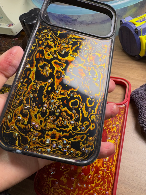 Advance-sale Black & Gold Urushi Lacquer iPhone Case | Hand-Painted Abstract Swirl | One-of-a-Kind Handcrafted Lacquerware Phone Cover
