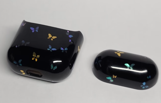 Advance-sale Butterfly Mother of Pearl AirPods Case | Iridescent Lacquer Scatter Pattern | Handcrafted Urushi Lacquerware Cover