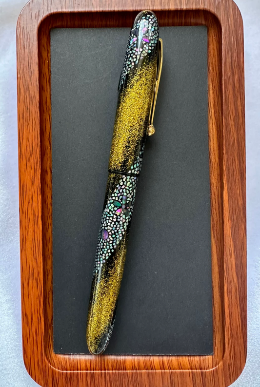Pen shell only-Urushi fountain pen -  Raden Lacquer Fountain Pen Shell, Gold  MOP Inlay for Pilot Sailor Platinum