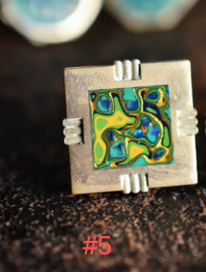 Advance-sale Rhinoceros Skin Lacquer Cufflinks | Multicolor Abstract Swirl Cloud Shape | Handcrafted Urushi Lacquerware Cufflinks