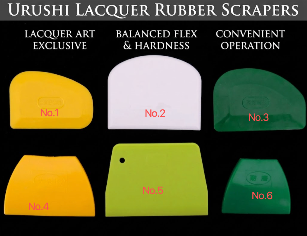 Professional Rubber & Plastic Scrapers for Urushi Lacquer Art — Cashew Lacquer Painting Tools, Putty Spreading & Filling Knives for Woodworking Restoration and Crafts