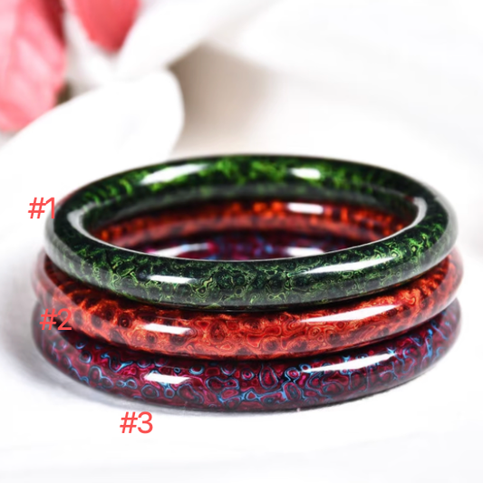 Rhinoceros Skin Urushi Lacquer Bangle | Swirling Multicolor Pure Lacquer | Handcrafted Chinese Intangible Heritage Bracelet