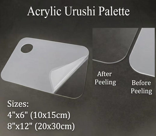 High-Density Clear Acrylic Palette for Urushi Lacquer Art — Transparent Plexiglass Mixing Board for Kintsugi Restoration and Lacquerware Crafts