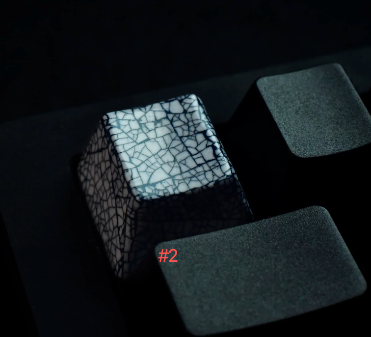 Advance-sale Eggshell Mosaic Artisan Keycap | Crackle Urushi Lacquer | Handcrafted Ceramic Mechanical Keyboard Cap