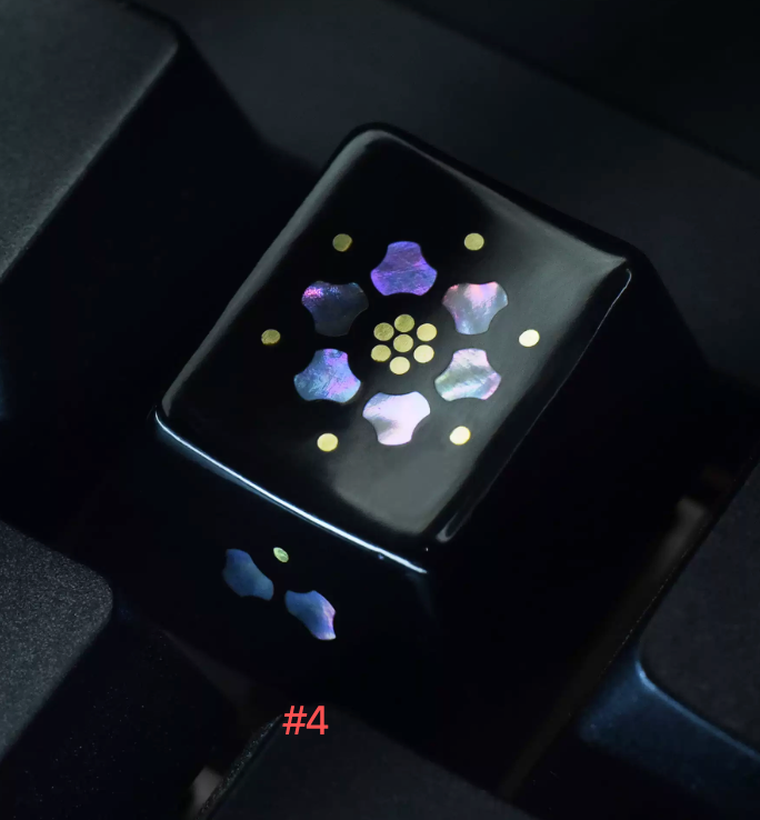 Advance-sale Mother of Pearl & real Gold Artisan Keycap | Luxury Urushi Lacquer Floral Inlay | Handcrafted Ceramic Mechanical Keyboard Cap