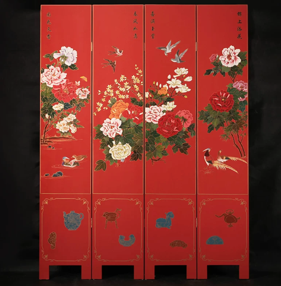 Advance sale-Handcrafted Coromandel Wood Screen, Chinese Lacquer Room Divider Wall Decor urushi lacquerware screen