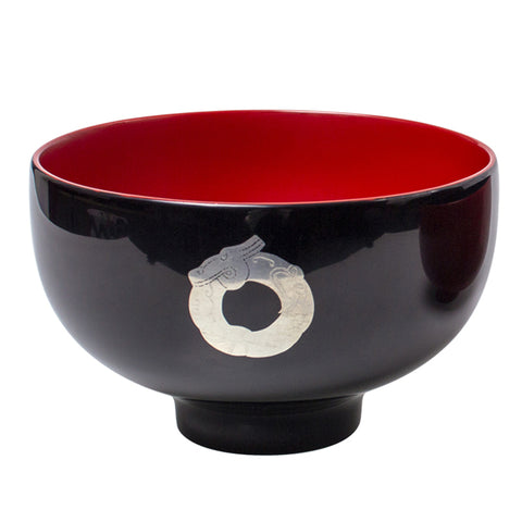 urushi lacquerware dragon and Phoenix bowl set