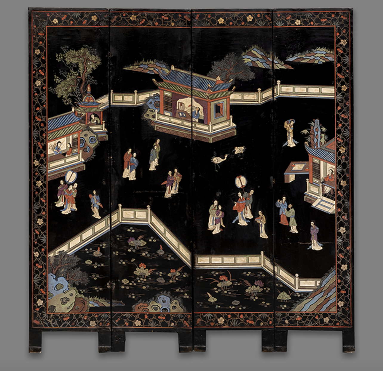 Urushi screen furniture decoration